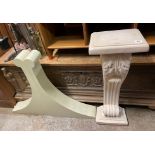 NOSTALGIA PLASTER ACANTHUS PEDESTAL 84CM X 29CM AND PAIR OF MOULDED ARCHES