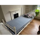 VICTORIAN STYLE TUBULAR METAL FRAMED SINGLE BED AND MATTRESS
