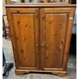 DUCAL HONEY PINE TWO DOOR CUPBOARD HEIGHT 111CM, 85CM WIDTH,