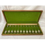 WOODEN CASED SET OF SILVER ROYAL HORTICULTURAL SOCIETY FLOWER SPOONS