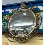 CONVEX MIRROR IN GILT ACANTHUS METALWORK FRAME 41CM D