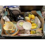BOX - WEDGWOOD PLATE, DISNEY COMMEMORATIVE PLATES, SODA SYPHON AND ICE BUCKET,