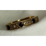 GOLD SAPPHIRE AND DIAMOND CHIP RING SIZE M, 2.