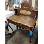 EDWARDIAN BEECH MIRROR BACKED SERPENTINE WRITING TABLE,