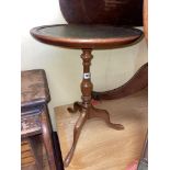 REPRODUCTION LEATHER CIRCULAR TOPPED TRIPOD WINE TABLE