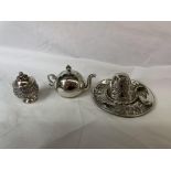 925 MINIATURE SILVER TEAPOT, 925 STERLING SOMBRERO,