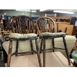 PAIR OF ELM WHEEL BACK DINING CHAIRS