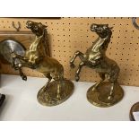 TWO HEAVY BRASS HORSE FIGURES SIGNED THE HEARSALL COMPANY AND C.