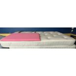 GREY BASED AIRSPRING SINGLE BED WITH PINK FABRIC HEADBOARD