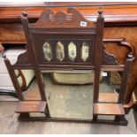 LATE VICTORIAN MAHOGANY CARVED OVER MANTEL MIRROR AND ONE OTHER AS FOUND