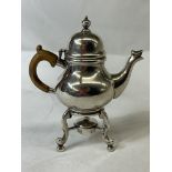 LONDON SILVER MINIATURE QUEEN ANNE STYLE SPIRIT KETTLE ON STAND 1.