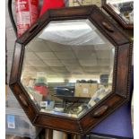 OCTAGONAL MAHOGANY FRAMED MIRROR 59CM D