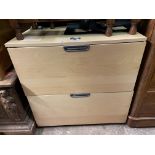 CONTEMPORARY BEECH HOME OFFICE COMBINATION LOCK TWO DRAWER CHEST