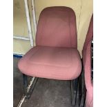 FOUR PINK MOQUETTE AND CHROME OFFICE RECEPTION CHAIRS