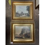 PAIR OF TEXTURED LANDSCAPE PRINTS IN GILDED FRAMES 28CM X 19CM APPROX