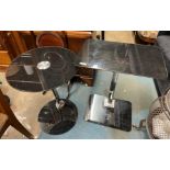 TWO CHROME AND BLACK GLASS OCCASIONAL TABLES