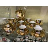 CZECHOSLOVAKIAN GILDED LUSTRE CAMEO COFFEE SET