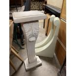 NOSTALGIA PLASTER ACANTHUS PEDESTAL 84CM X 29CM AND PAIR OF MOULDED ARCHES