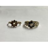 TWO 9CT GOLD STONE SET RINGS (SOME MISSING) 4.