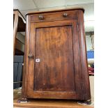 VICTORIAN MAHOGANY CUPBOARD ON BUN FEET HEIGHT 73CM, WIDTH 51CM,