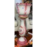 PINK POTTERY JARDINIERE ON STAND