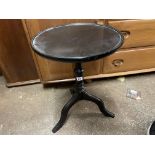 SMALL BLACK PAINTED TRIPOD WINE TABLE