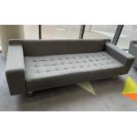 NAUGHTONE GREY BUTTONED UPHOLSTERED LOW BACK SOFA ON METAL LEGS