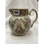 19TH CENTURY HORATIO VISCOUNT NELSON JUG-CHIPTO SPOUT AND HAIRLINE TO HANDLE