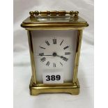 SQUARE BRASS FACED CARRIAGE CLOCK