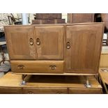 ERCOL LIGHT ELM SIDE CABINET HEIGHT 82CM, WIDTH 115CM,