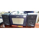 RETRO ROBERTS REVIVAL TRANSISTOR RADIO AND PAIR OF SPEAKERS