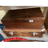 CASE AND A WOODEN BOX OF TOOLS