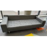 NAUGHTONE GREY BUTTONED UPHOLSTERED LOW BACK SOFA ON METAL LEGS