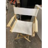 FOUR BEECH AND CREAM CANVAS DIRECTORS STYLE FOLDING CHAIRS