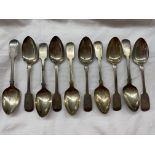 TEN VICTORIAN SILVER SPOONS ENGRAVED AND MONOGRAMMED 7.