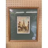 SIGNED WATERCOLOUR TITLED "SPICERSTOKE OFF BUTCHER ROW, COVENTRY, 1932" BY H.E.