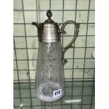 PLATED ENGRAVED MOUNTED TAPERED CLARET JUG