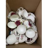 DUTCHESS AND ROYAL KENT BONE CHINA TEA CUPS AND SAUCERS