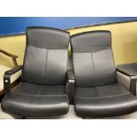 PAIR OF BLACK OFFICE SWIVEL ARMCHAIRS