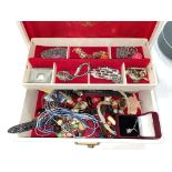 BOX OF MISCELLANEOUS COSTUME JEWELLERY INCLUDING BRACELETS, CHAINS,