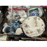 BOX - CERAMICS, HAMMERSLEY PART BONE CHINA TEASET, ROYAL DOULTON CHRISTMAS PLATES,