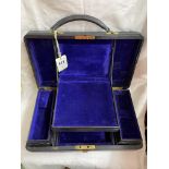 BLUE LEATHER JEWELLERY CASE WITH KEY