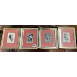 FOUR BOXED CASHS FRENCH MONOCHROME SILK PICTURES
