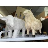 TWO RESIN MOULDED FIGURES OF SHEEP