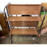 VINTAGE CHROME AND TEAK EFFECT FOLDING TROLLEY TABLE