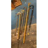 SELECTION OF WALKING CANES AND STICKS
