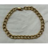 9CT GOLD FLAT CURB LINK BRACELET WITH LOBSTER CLASP 13.