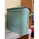 GREEN PAINTED ENAMEL BREAD BIN