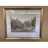 SIGNED WATERCOLOUR TITLED "BRIDGE END, WARWICKSHIRE, 1907" BY H.E.