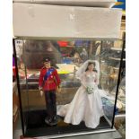 DANBURY MINT THE PRINCESS KATE BRIDE DOLL AND PRINCE WILLIAM WEDDING FIGURE IN GLASS DISPLAY CASE